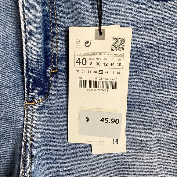Zara NWT high Rise Flare ankle Stretchy blue Jeans Size 8 - Picture 4 of 8
